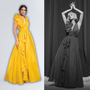 Mac Duggal 48856 Size 2 Mango Marigold Yellow Ballgown Long Gown Maxi Dress